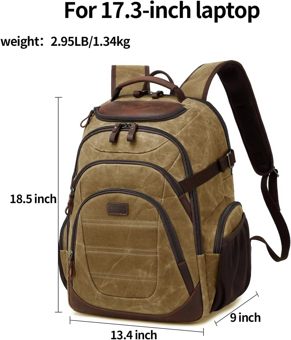 Travel Laptop Backpack 17.3 inch XL Computer Backpack for Men Waxed Canvas College Daypack Business Backpack Brown - Roamly