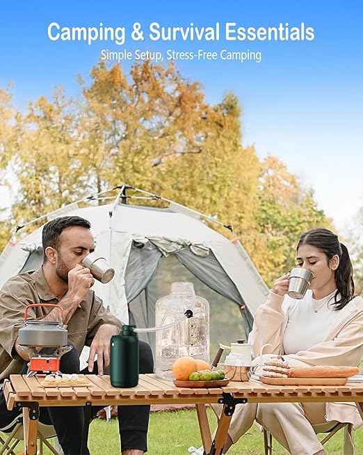 BKLES Camping Water Filter – Water Filtration System Survival with 0.01 Micron, 6-Stage Portable Water Filter, Electric Emergency Water Purifier with SOS Light for Hiking, Travel, Backpacking – Green