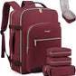 LOVEVOOK Travel Backpack for Women & Men 40L,Airline Approved Carry On Backpack Travel Essentials,TSA Carry on Luggage,Waterproof Personal Item Travel Bag,Suitcase with 3 Packing Cubes,Wine red-Black