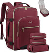 LOVEVOOK Travel Backpack for Women & Men 40L,Airline Approved Carry On Backpack Travel Essentials,TSA Carry on Luggage,Waterproof Personal Item Travel Bag,Suitcase with 3 Packing Cubes,Wine red-Black