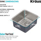 KRAUS Dex 17-inch Undermount 16 Gauge Stainless Steel Single Bowl Kitchen Sink, KA1US17B