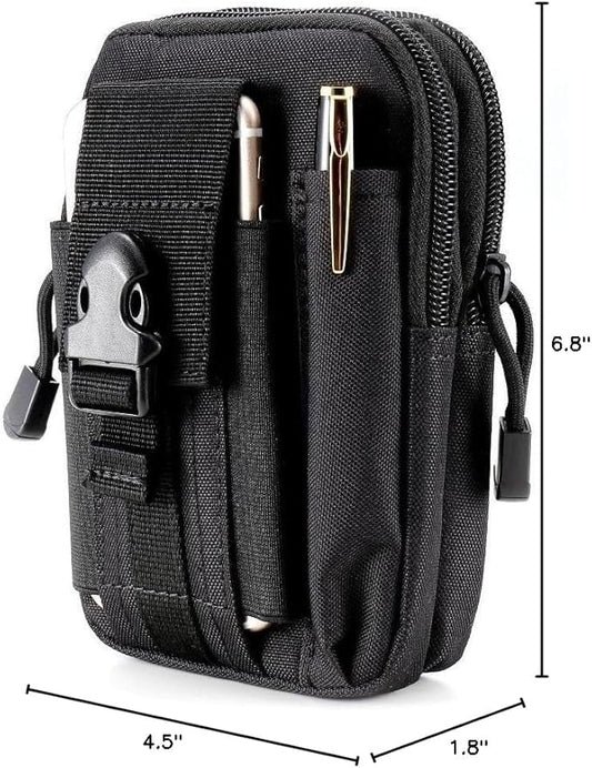 Tactical Molle Pouch Bag - EDC Utility Gadget Waist Bag Pack- Camping Hiking Outdoor Gear - Cell Phone Holster Holder - Black