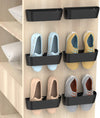 Wall Mounted Shoes Rack 6Pack with Sticky Hanging Strips, Plastic Shoes Holder Storage Organizer,Door Shoe Hangers (SM03-Black-6)