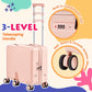 Kids Ride-On Luggage, 20" Hardshell Carry-On Suitcase with 6 Spinner Wheels, Foldable Pedal, Hidden Cup Holder & Combination Lock for Toddlers & Children (Pink, 20-inch)