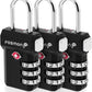 Fosmon TSA Approved Luggage Locks, Suitcase Travel Lock with Push Release Button for Extra Security, 3 Digit Combination Padlock for Gun Case Backpack Zipper Anti Theft Gym Locker - Black, 3 Pack