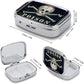 Metal 2 Compartment Pill Organizer Travel Friendly Portable Compact Pill Box Cute Pill Case to Hold Vitamins,Fish Oil,Supplements,Meds,Tablet for Purse,Pocket. (A Skeleton with a Black Background)