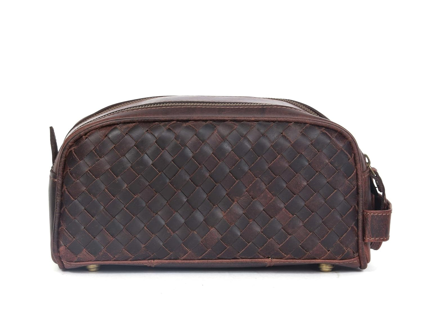 10" Premium Leather Toiletry Travel Pouch With Waterproof Lining | King-Size Handcrafted Vintage Dopp - Kit ~ Gift for Father's Day By Aaron Leather Goods (Wheat Brown) - Roamly