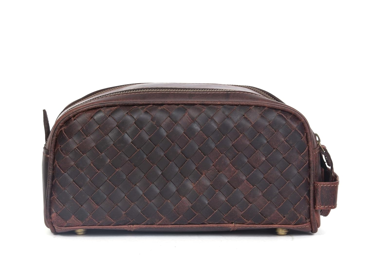 10" Premium Leather Toiletry Travel Pouch With Waterproof Lining | King-Size Handcrafted Vintage Dopp - Kit ~ Gift for Father's Day By Aaron Leather Goods (Wheat Brown) - Roamly