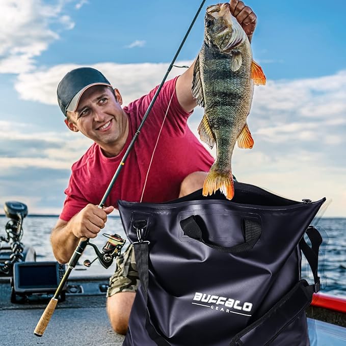 Buffalo Gear Fish Tournament Weigh in Bag for Bass Fishing, Heavy Duty Fish Bag for Caught Fish Waterproof,Leakproof,Puncture Resistant