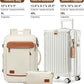 Joyway 20in Carry On Luggage with Cup Holder and USB Port, 25% Expandable Capacity, Smart Suitcase with Anti Slip Wheels and Backpack, Perfect for Men and Women 3 Piece Set White