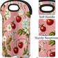 Neoprene Wine Tote, Bottle Carrier Gag Insulating Neoprene Thicker, Insulated Wine Bag for Travel Holds Two Bottles, Bottle Carrier Bags Protect the Bottles, Flower Cherry