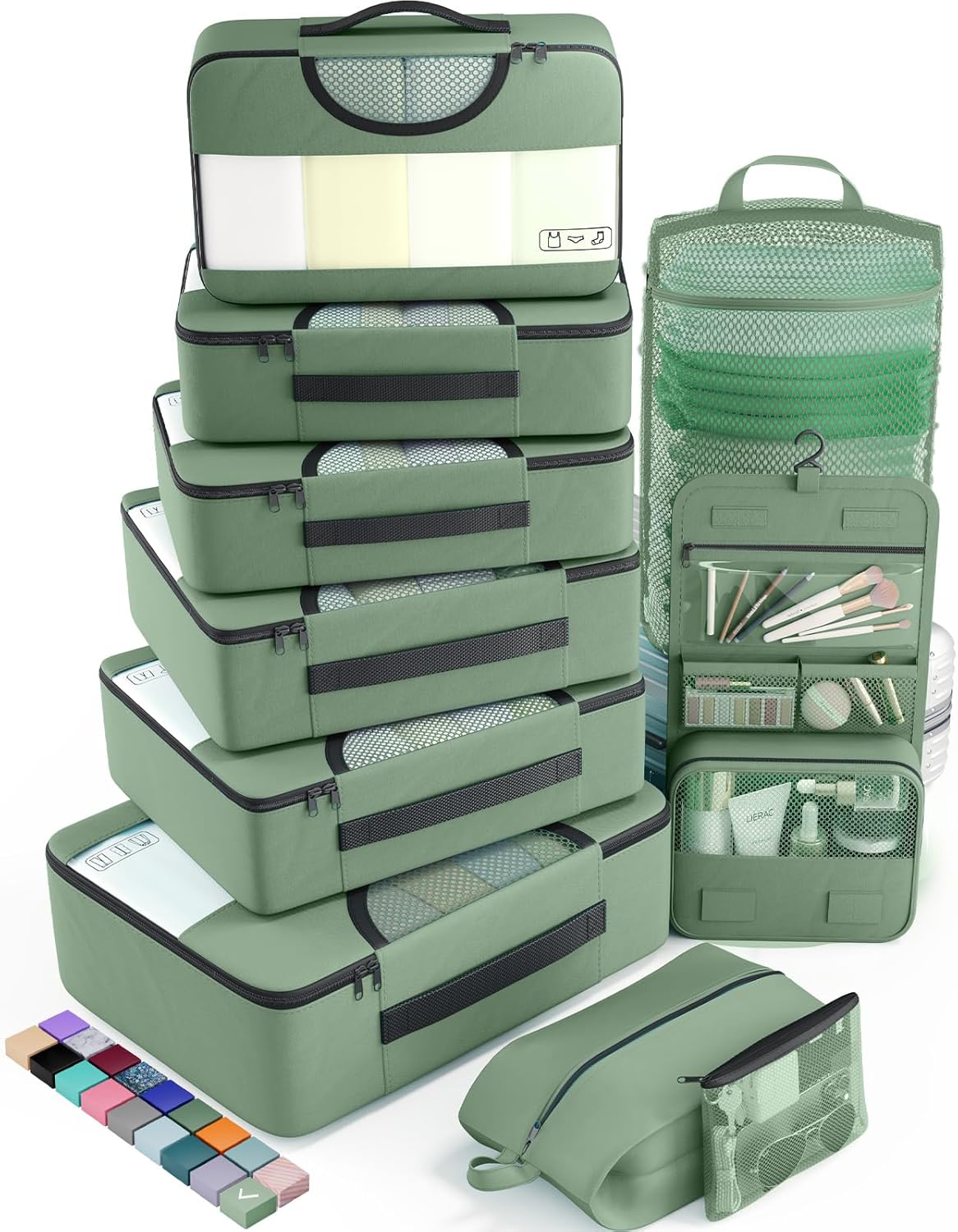 Veken 10 Set Packing Cubes for Travel Essential, Suitcase Organizer Bags in 4 Sizes, Carry-On Luggage Accessories with Large Laundry & Hanging Toiletry Bag, Must-Have for Airplane, Road Trip & Camping - Roamly