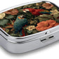 Metal 2 Compartment Pill Organizer Travel Friendly Portable Compact Pill Box Cute Pill Case,for Pocket Wallets Daily Portable Medicine Vitamin Tablet Storage (Parrot)