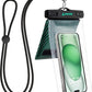 Universal Waterproof Phone Pouch [Double Space] IPX8 Dry Bag with Lanyard for iPhone 16 15 14 13 12 Pro Max XS XR X Galaxy S25 S24 S23 Ultra, Fit All Phones Up to 8'', Black/Green