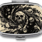 Metal 2 Compartment Pill Organizer Travel Friendly Portable Compact Pill Box Cute Pill Case,for Pocket Wallets Daily Portable Medicine Vitamin Tablet Storage (The Skeleton in The Vortex)