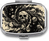 Metal 2 Compartment Pill Organizer Travel Friendly Portable Compact Pill Box Cute Pill Case,for Pocket Wallets Daily Portable Medicine Vitamin Tablet Storage (The Skeleton in The Vortex)