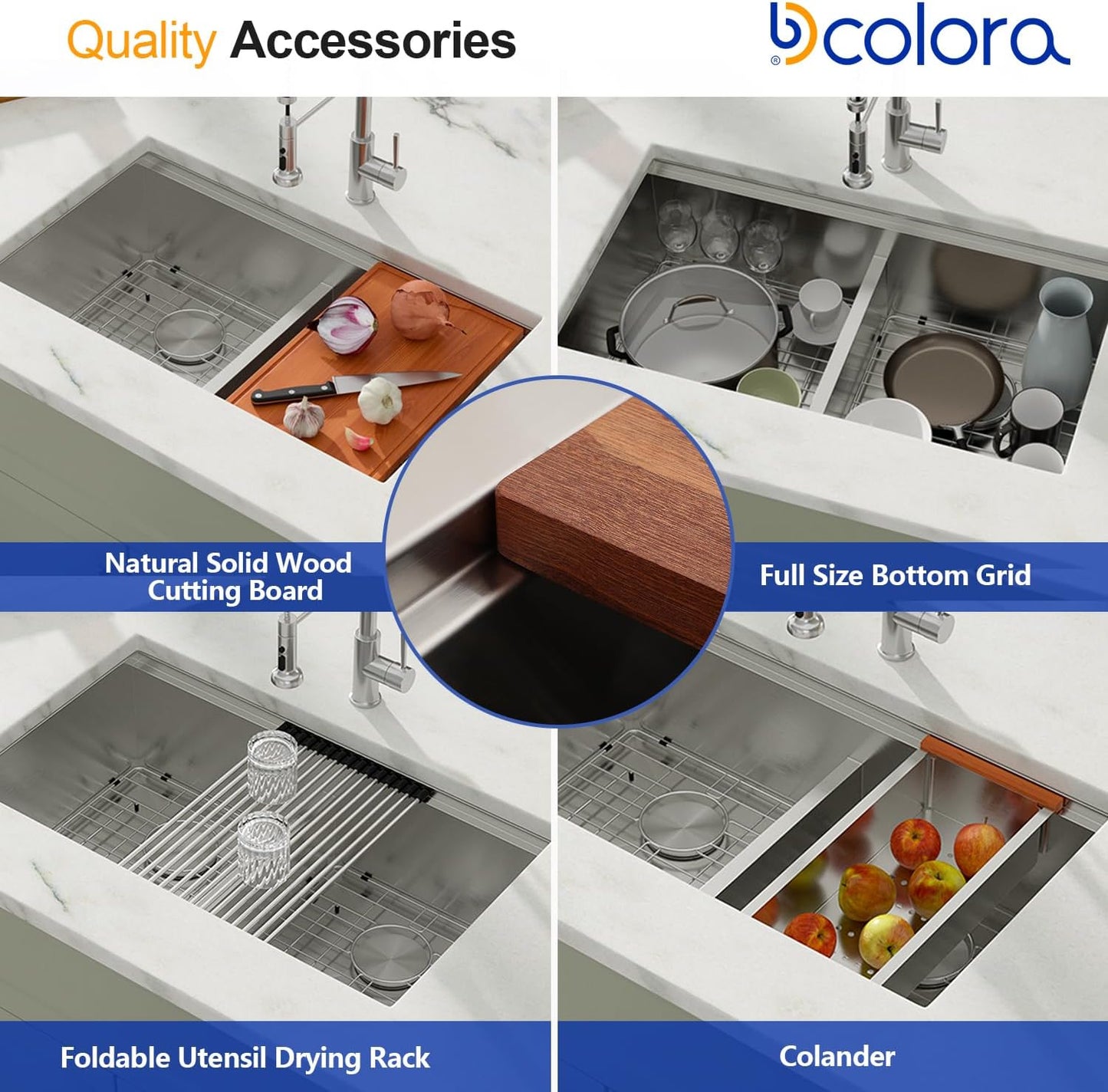 Dcolora 36 Inch Large Double Bowl Low-Divide Kitchen Sink Undermount 16 Gauge Stainless Steel 50/50 Split with Workstation, 36"x19"x10" Double Basin, DC-U7738