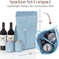 Two Bottle Rolltop Wine Tote Bag – Stylish PU Leather Wine Backpack with Matching Tumblers – Compact & Lightweight Wine Carrier with Padded Straps & Compartments for Travel & Picnics – Light Blue
