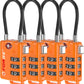 TSA Approved Cable Luggage Locks, Re-settable Combination with Alloy Body, Orange 4 Locks.