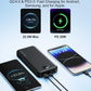 Portable Charger, 12000mAh 22.5W Type C Fast Charging Power Bank with Built-in Cables & Wall Plug, External Battery Bank with LED Display, Travel Essential Battery Pack for iPhone, iPad, Samsung Black