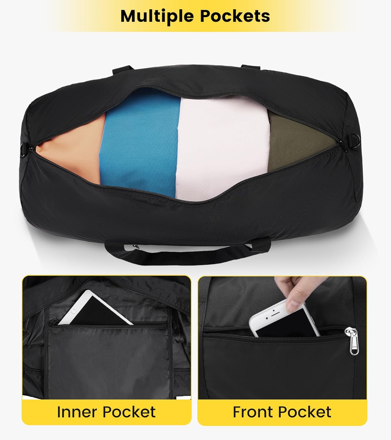 Vorspack Duffel Bag 20-24-28 Inches Foldable Gym Bag for Men Women Duffle Bag Lightweight with Inner Pocket for Travel Sports - Roamly