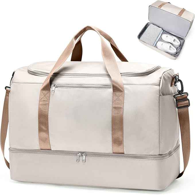 Extra Large Travel Duffle Bag,Carry on Overnight Weekend Bag with Shoes Compartment,Weekender Bags for Women for Travel Business Trips Sport Hospital