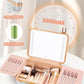 Kalolary Travel Makeup Train Cases with Lighted Mirror 3 Color Setting, Makeup Bag Cosmetic Case Organizer Adjustable Brightness Portable Makeup Storage Box For Makeup Brushes Accessories Tools,White