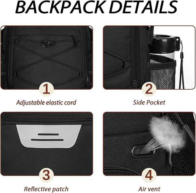 LARIPOP Basketball Bag, Sports Backpack with Ball Holder & Shoe Compartment, Water Resistant Gym Bag for Soccer Volleyball Travel