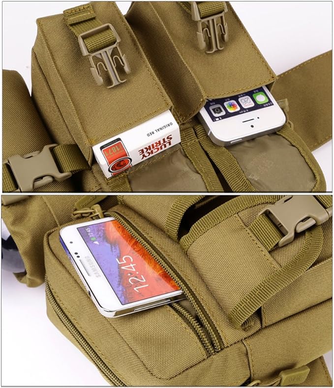 Tactical Waist Pack With Detachable Water Bottle Holder Pocket Fanny Pack & Outdoor Lumbar Bag for Hiking Travelling Climbing Cycling Camping Shopping Hunting Fishing