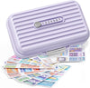 Travel Pill Organizer Box with Medicine Labels, 7 Compartments Portable Pill Case, Daily Medication Organizer Storage Pill Container for Pocket Pharmacy(Purple, L)