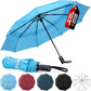 PTEROMY Windproof Compact Travel Umbrellas for Rain and Sun, Withstands 85MPH Winds Auto Open Close Folding Umbrella with Ergonomic Handle, Quick Dry Canopy for Commuting or Backpack