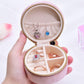 TAIMY Small Jewelry Travel Case, Round Mini Travel Jewelry Box for Women Girls, Portable Mini Jewelry Travel Organizer Boxes for Rings Earrings Necklaces Bracelets(Pink Lavender)