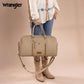 Wrangler Travel Duffel Bag Large Weekender Bag for Women Designer Carry on Overnight Bag for Trips Leather Luggage Bag Khaki - Roamly