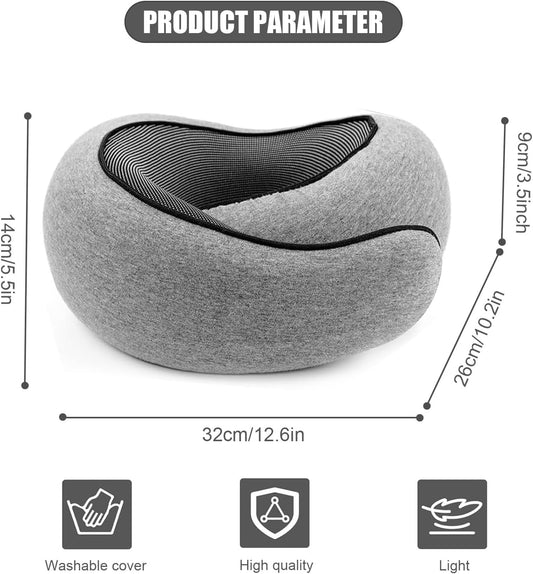RURING Travel Pillows for Airplanes, Travel Neck Pillow Travel Pillow, Neck Pillow Airplane Memory Foam 360 Degree Support Stowable Pillows for Airplanes Offices and Cars 2PCS (Pink + Black)