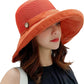 Women Wide Brim Sun Hats Metal Wired Edge Summer UV Protection Beach Fishing Hat for Hiking Garden Travel Chin Strap