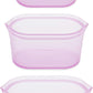 Zip Top Reusable Food Storage Bags | 3 Dish Set [Lavender] | Silicone Meal Prep Container | Microwave, Dishwasher and Freezer Safe | Made in the USA
