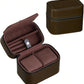 CONBOLA 2 Watch Travel Case for Men with Accessory Compartment,Compact Watch Box for Men Jewelry Case with Microsuede Interior,PU Leather Protect Fits Watches & Smartwatches Up to 55mm. (Brown)