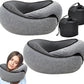 RURING Travel Pillows for Airplanes, Travel Neck Pillow Travel Pillow, Neck Pillow Airplane Memory Foam 360 Degree Support Stowable Pillows for Airplanes Offices and Cars 2PCS (Dark Gray)