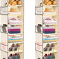 2 Pack Large-Sized Hanging Shoe Organizer 8-Shelf, Hanging Closet Organizer with 8 Side Pockets, Wider Hanging Shelves for Storage Shoes Clothes 9" W × 11.8" D× 48" H, Beige.