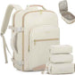 LOVEVOOK Travel Backpack for Women & Men 40L,Airline Approved Carry On Backpack Travel Essential,TSA Carry on Luggage,Waterproof Personal Item Travel Bag,Suitcase with 3 Packing Cube,Beige-Flesh beige
