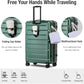 KYME 30 Inch Luggage TSA Approved Hardside Suitcases with Spinner Wheels Durable Large Travel Checked Rolling Luggage with Cup Holder for Women Men Green