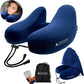 Modern Advantage Inflatable Travel Pillow for Airplanes – Hooded Neck Pillow with Adjustable Support – Comfortable, Compact & Travel-Friendly – Perfect for Sleeping on Long Flights (Blue)