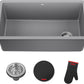 KRAUS Forteza 32-inch Undermount Single Bowl Granite Kitchen Sink in Grey, KGU-55GREY