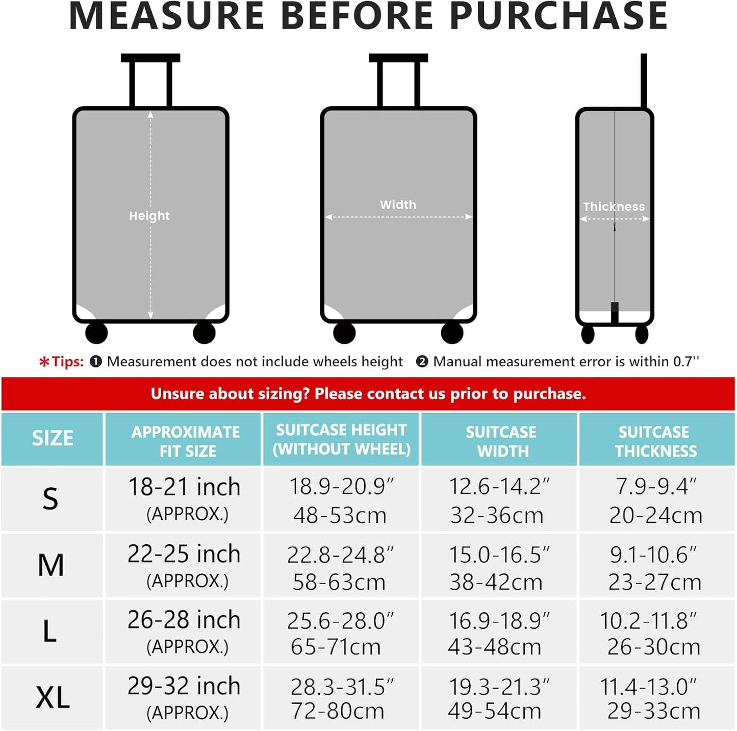 Travelkin Luggage Covers For Suitcase Tsa Approved,Suitcase Cover Protector Fit 18-32 Inch Luggage (Blue Wave, S)