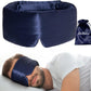 100% Natural Silk Eye Mask for Women Men, Soft Pressureless Cooling Blackout Eye Covers for Sleeping, Large Size Sleep Mask fits All Heads Adjustable, 1PC, Navy Blue