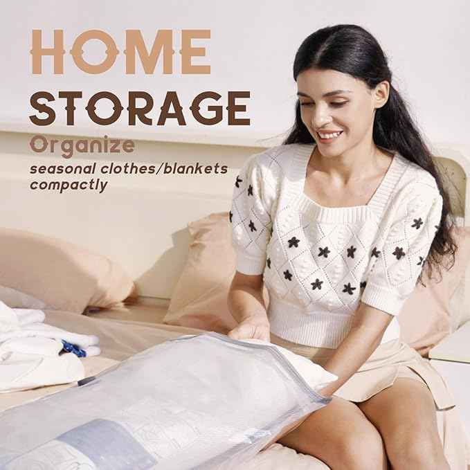 15 Jumbo Size Vacuum Bags for Clothes Storage,Space Saver for Luggage Packing and Moving,Vacuum Sealed Bags for Clothing, Bedding, Blankets and Comforters