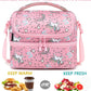 FlowFly Double Decker Cooler Insulated Lunch Bag Large Tote for Boys, Girls, Men, Women, With Adjustable Strap (Red-Unicorn)