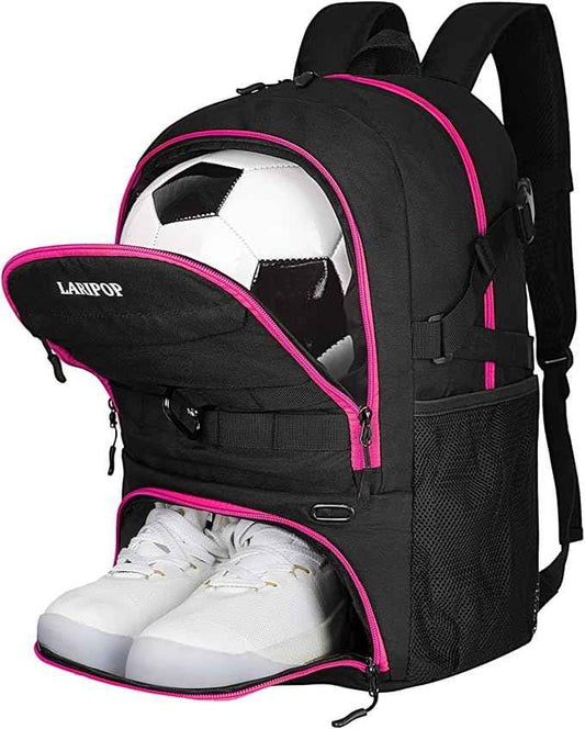 LARIPOP Soccer Backpack Soccer Bag with Ball Holder & Shoe Compartment Youth Sports Equipment Training Bag