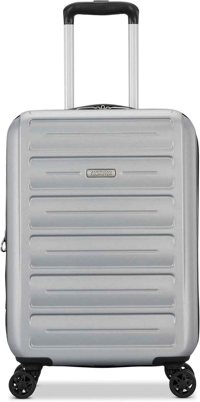 American Tourister Westridge Hardside Luggage Set with Spinner Wheels, Silver, Carry-On
