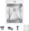 15x20 inch Drop in Bar Sink, 15 inch Small Kitchen Sink 18 Gauge Single Bowl Stainless Steel Topmount Bar Sink with Basket Strainer Drain & Bottom Grid